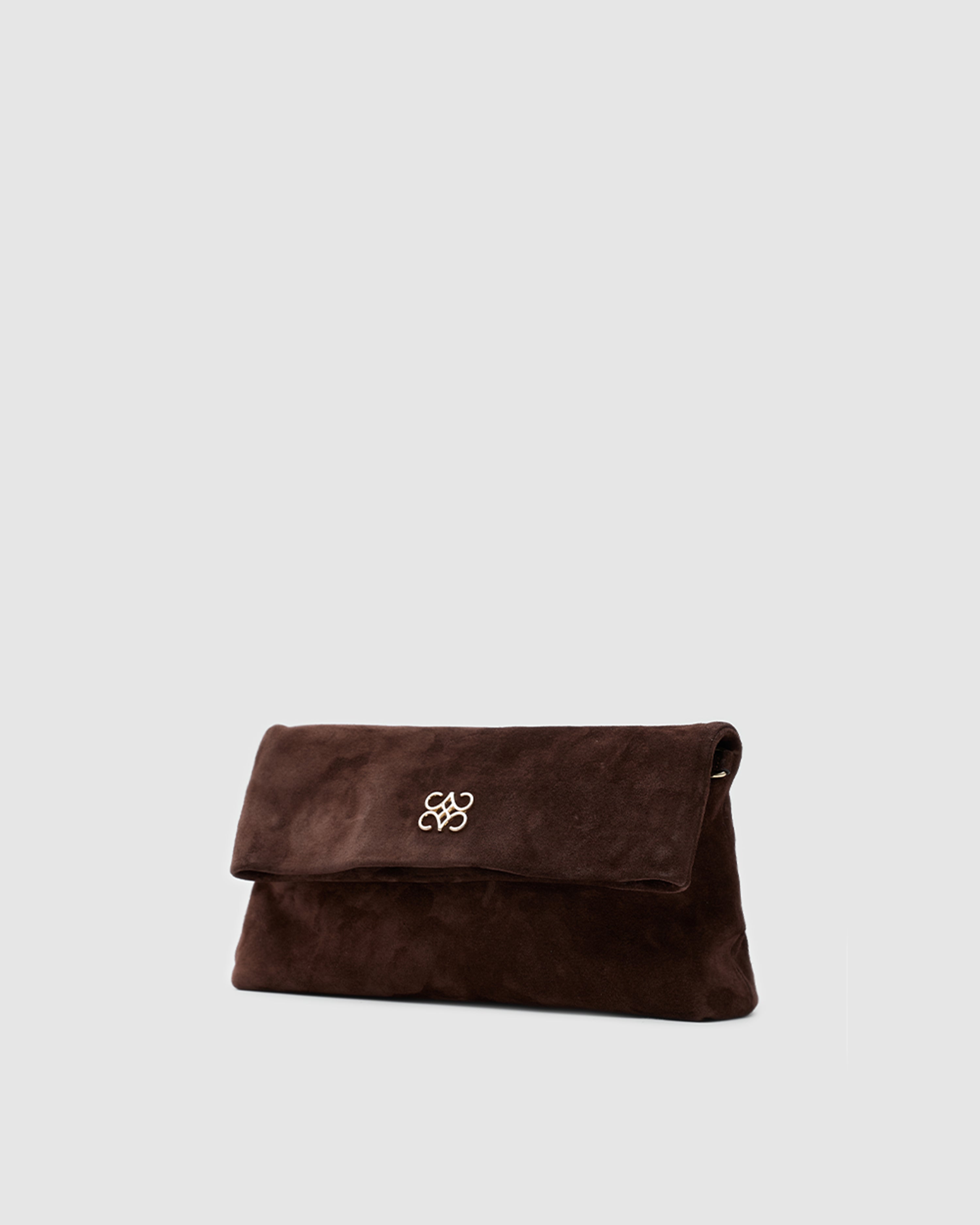 Ira Clutch Bitter Brown Suede
