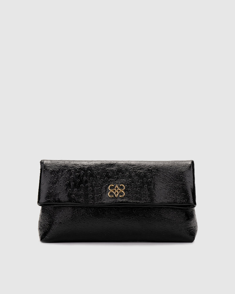 Ira Clutch Ostrich Black