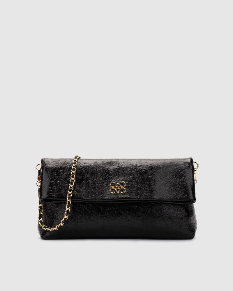 Ira Clutch Ostrich Black