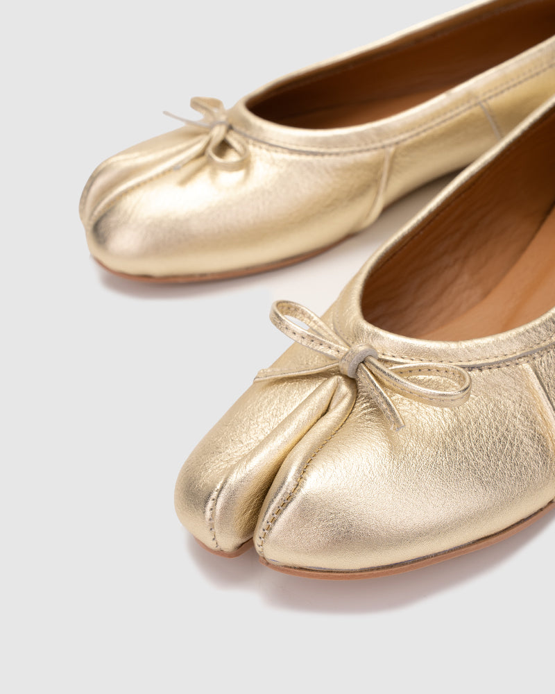 Tabi Ballet Flats Metallic Gold