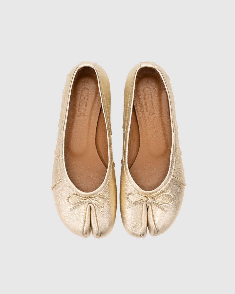 Tabi Ballet Flats Metallic Gold