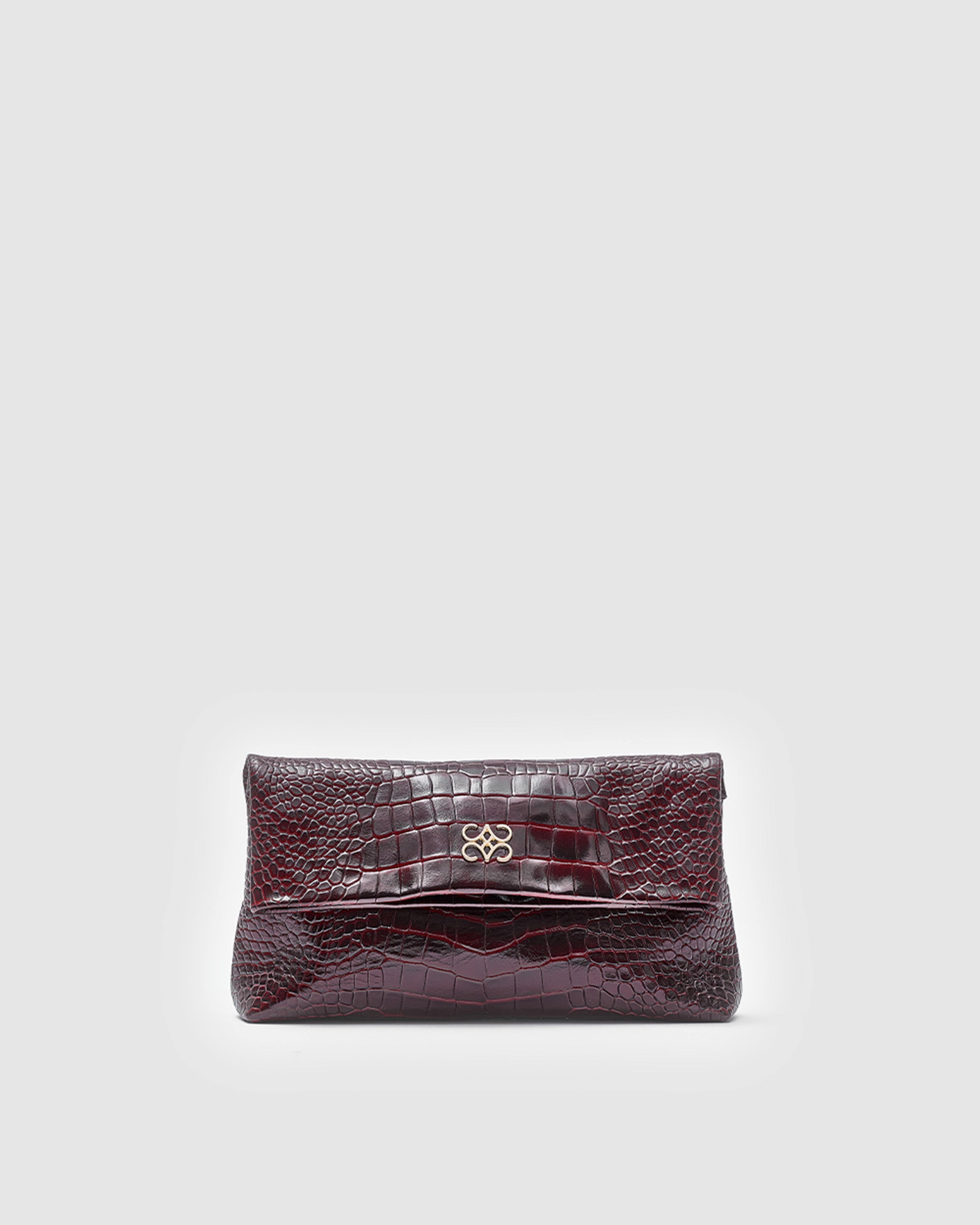 Ira Clutch Merlot Croc